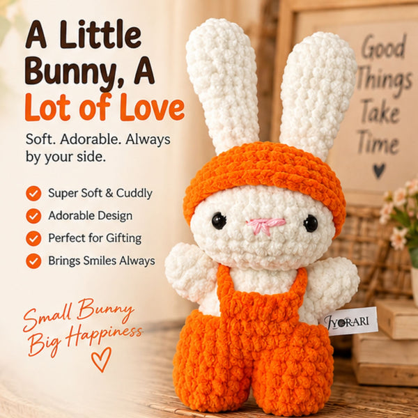 Big Ears Bunny with Orange Cap and Dress Overall