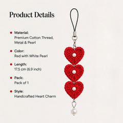 3 heart with pearl beads mobile charm thumbnail 3