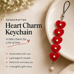 5 heart with pearl beads mobile charm thumbnail 1