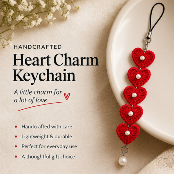 5 heart with pearl beads mobile charm