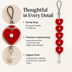 5 heart with pearl beads mobile charm thumbnail 2