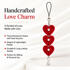 3 heart with pearl beads mobile charm thumbnail 5