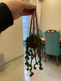 Greenery Rose Pot hanging for car and door hanging thumbnail 1