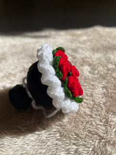 Small Black Bouquet Rose Bag charm and key chain thumbnail 3
