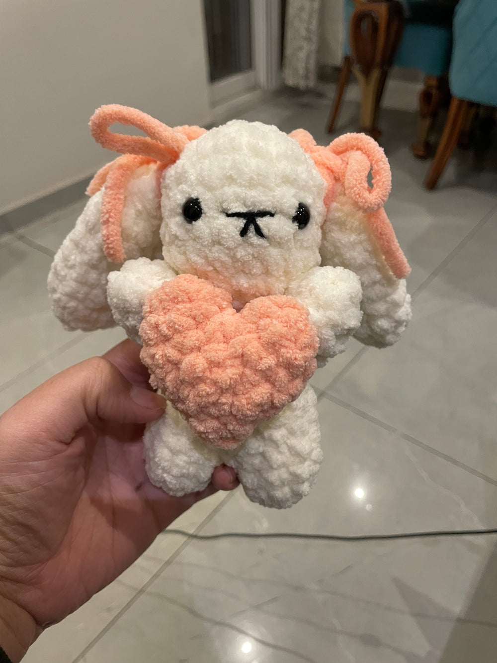 Valentine Bunny with Peach heart