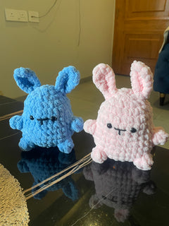 Couple Bunnies in blue and pink color His & Her Bunny thumbnail 1