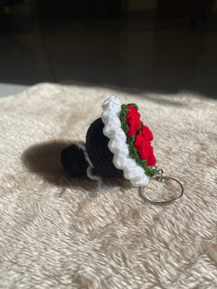 Small Black Bouquet Rose Bag charm and key chain thumbnail 1