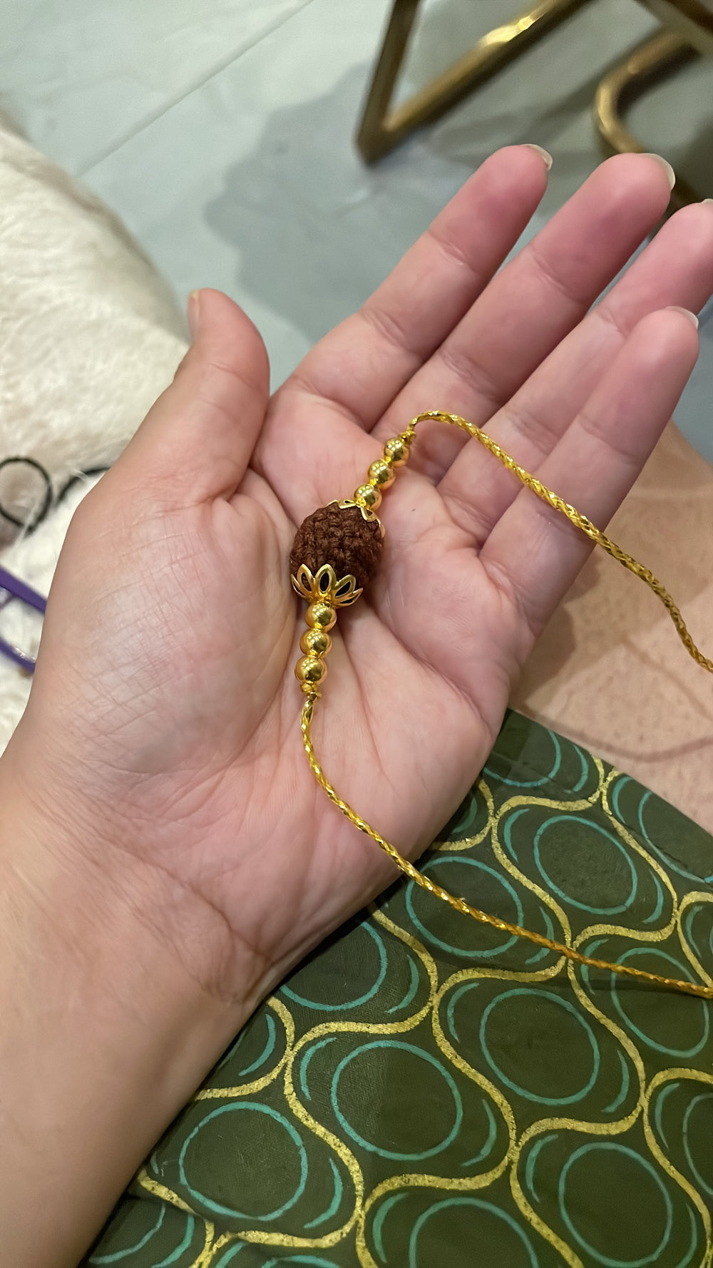 Rudraksh Rakhi with small thali including kumkum/Roli & chawal